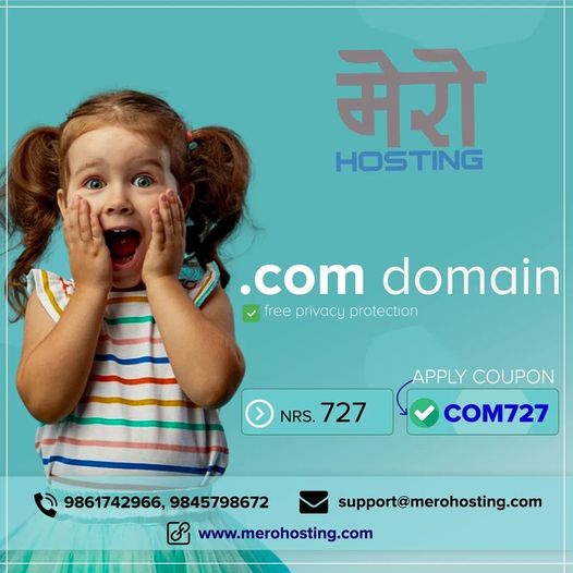 cheapest .com (dot Com) domain Name registration in nepal at Rs727