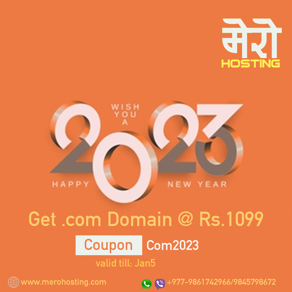 Festive Happy New Year 2023 AD .com domain offer